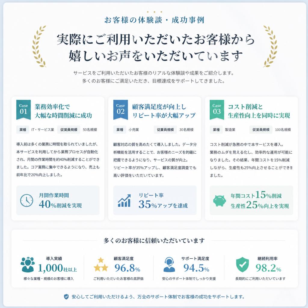 お客様の声と実績紹介