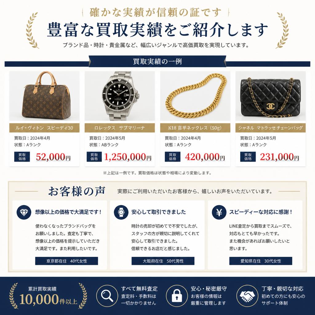 実績ある買取の証明