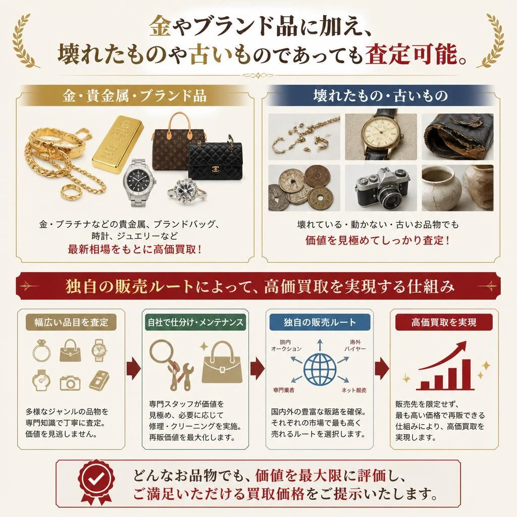 多様な買取対象と高価買取の理由