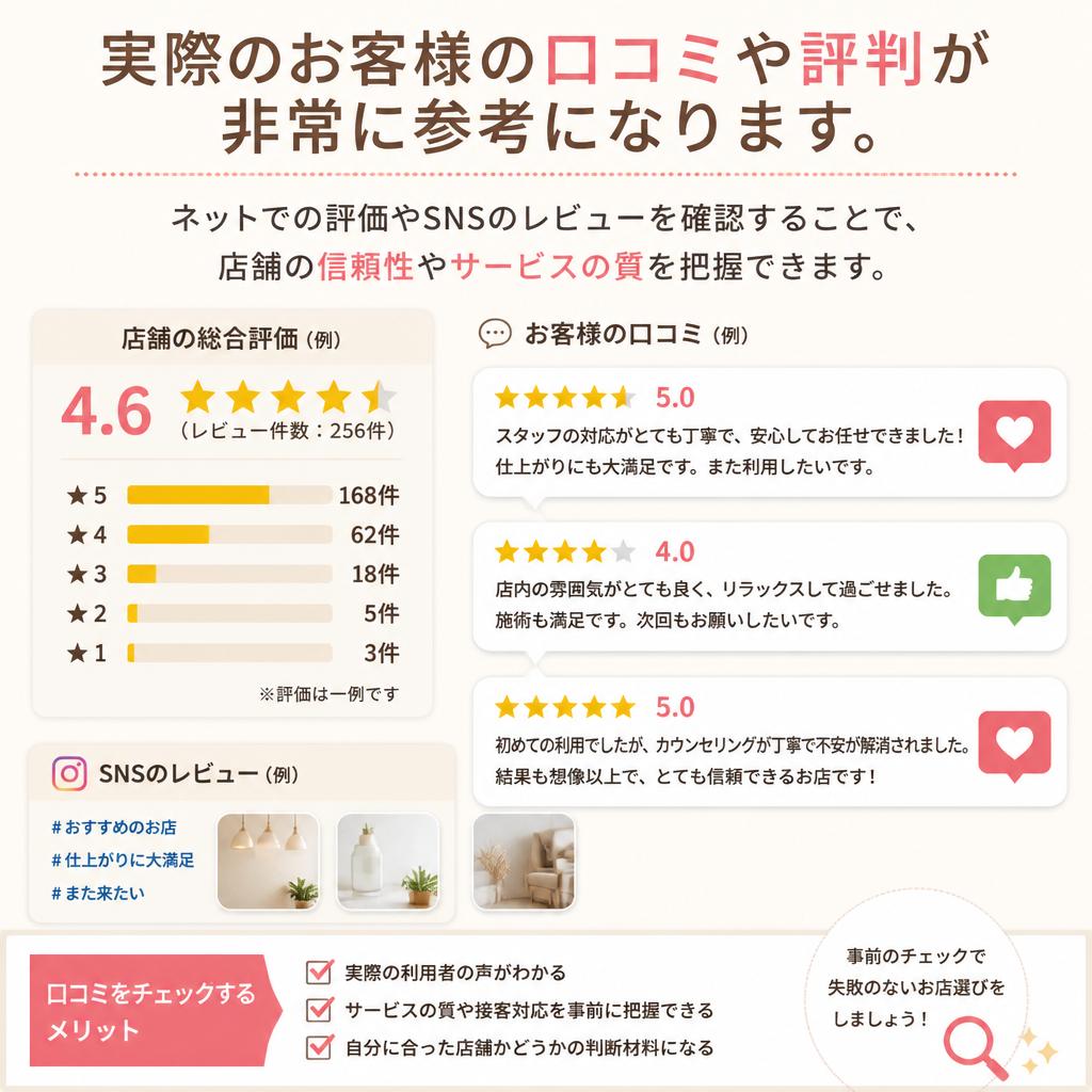 口コミや評判をチェックしよう