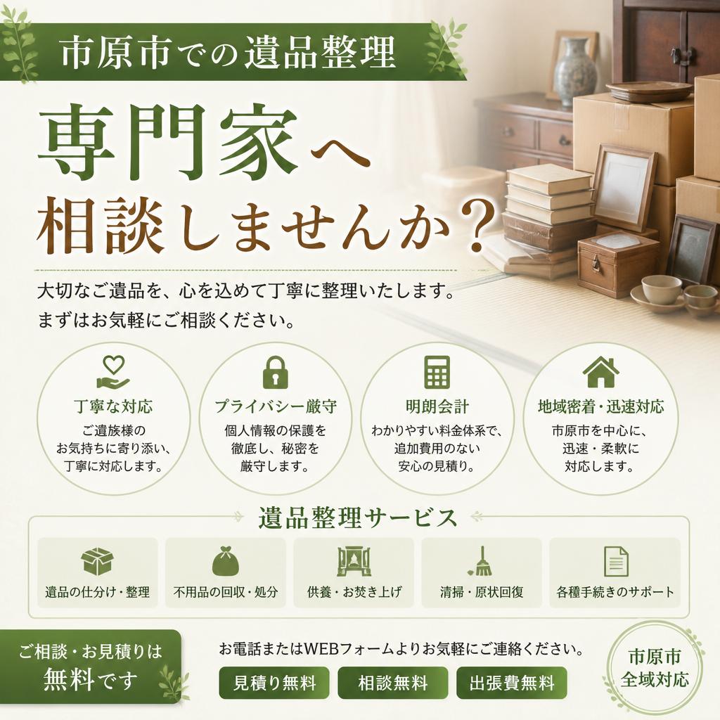 市原市での遺品整理、専門家へ相談しませんか？